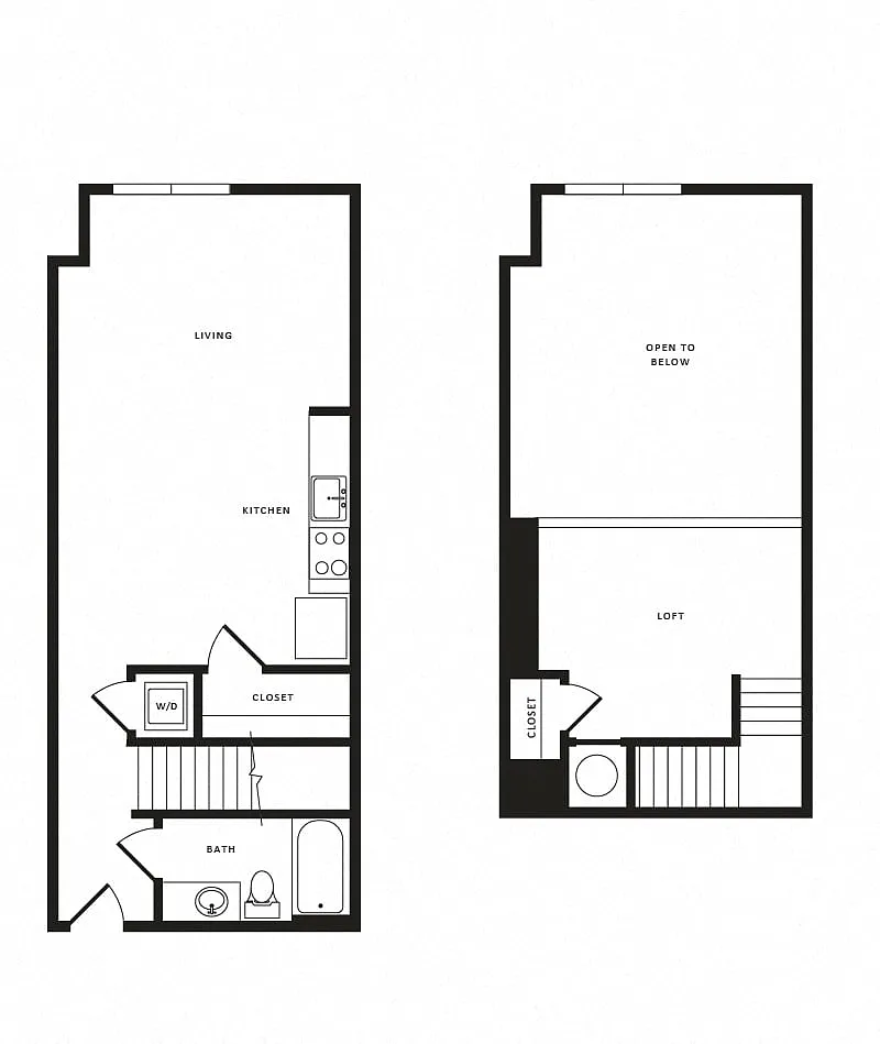 Floor plan 1 Bed/1 Bath Loft-A05aL Modern