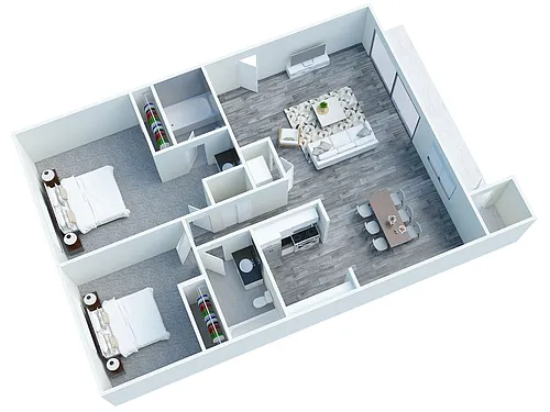 Floor plan Two Bedroom Two Bath