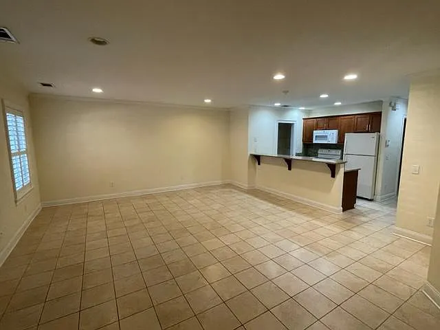 Open living room, dining area