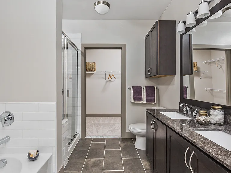 Ceramic Tile Surround in Oversized Soaking Tub and Walk-In Shower