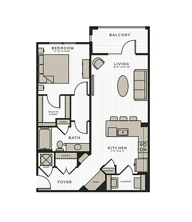 Floor plan The Hemp | 1 Bed | 1 Bath