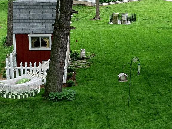 Back yard w/ barn & hammock