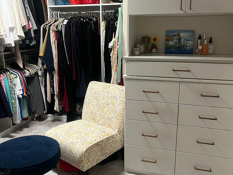 Primary suite huge custom closet