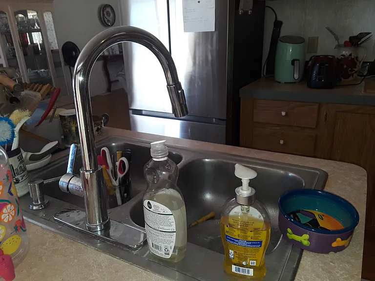 Island with recently installed New pull out faucet