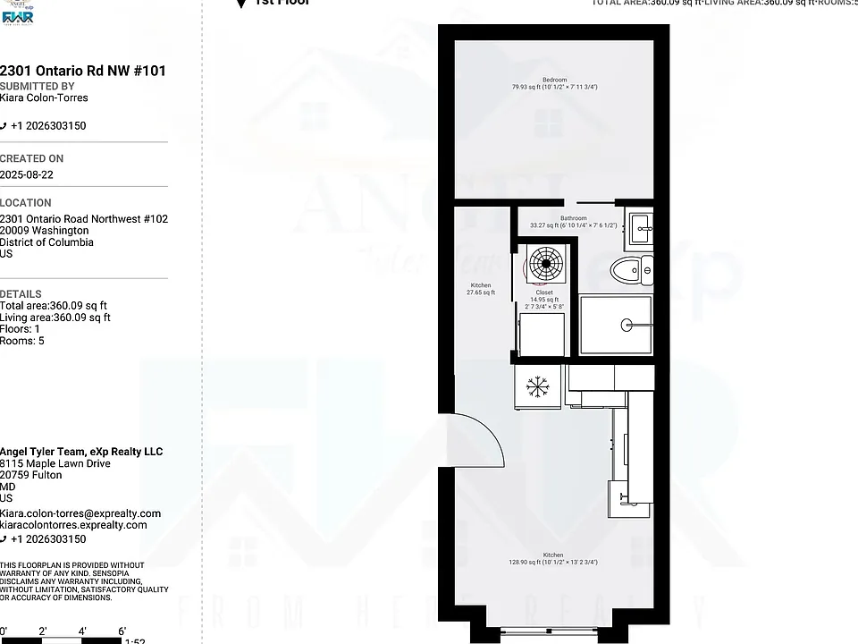 Large studio with separate bedroom suite
