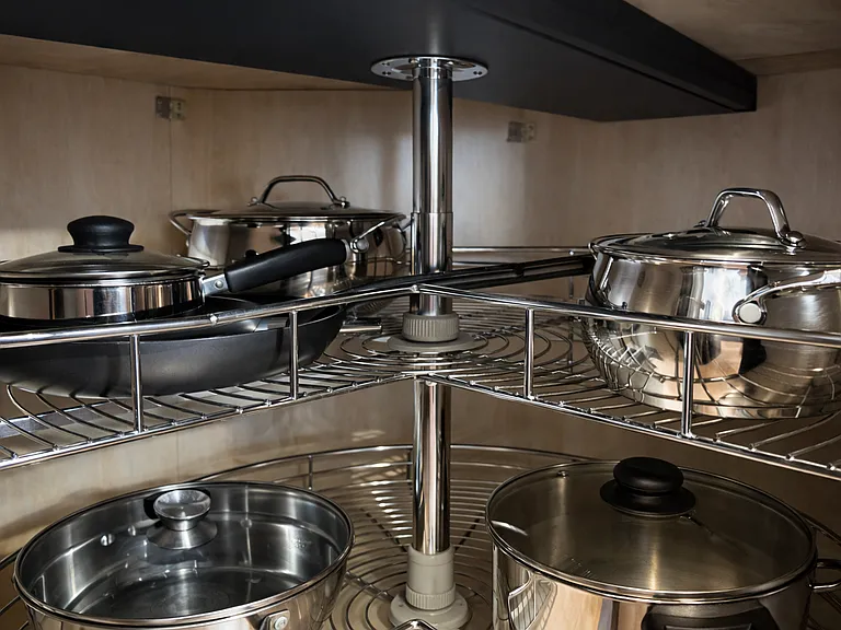 This kitchen includes every item you need. Baking sheets, pots pants, small and large appliances. All labeled for your convenience.