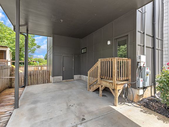 EV charger located next to steps.