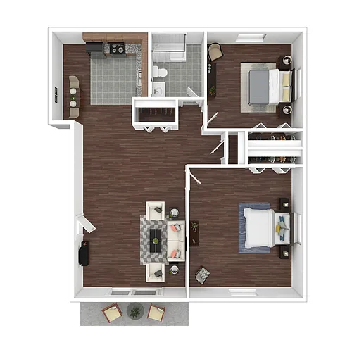 Floor plan 2 Bedroom, 1 Bath (Market Rate)