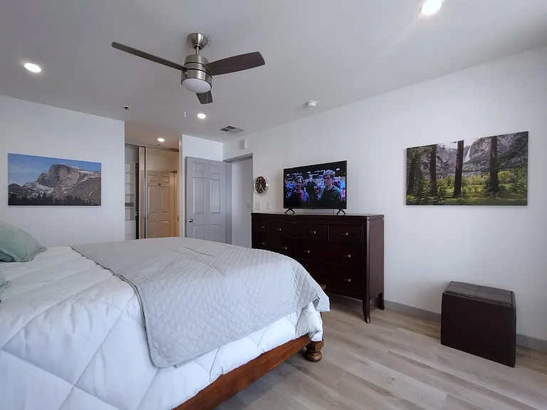 Master bedroom with ceiling fan