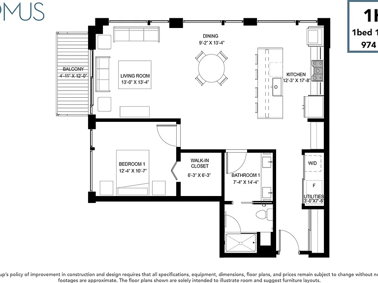 Explore the Domus layout: 1-bedroom modern apartment with spacious living areas and a balcony. Explore the Domus layout: 1-bedroom modern apartment with spacious living areas and a balcony.