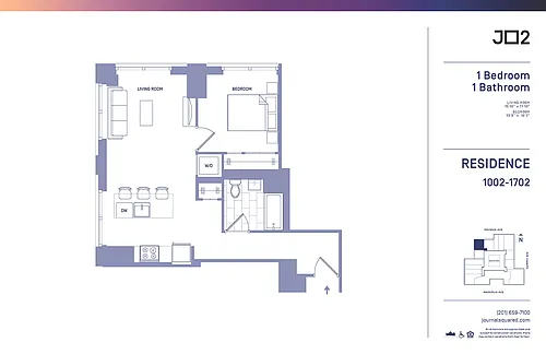 Floor plan 1 Bed | 1 Bath - 2