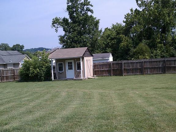 Storage shed in backyard
