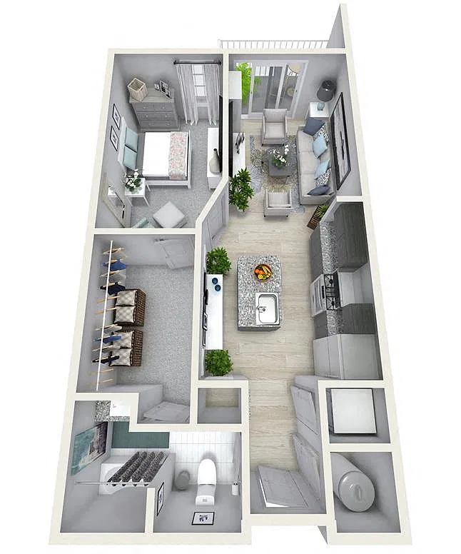 Floor plan 1 Bedroom 1 Bath 858 sqft (Y)