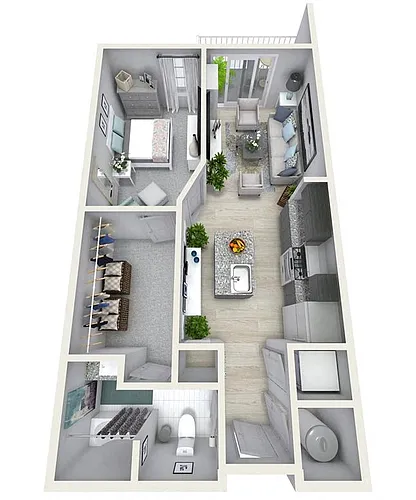 Floor plan 1 Bedroom 1 Bath 858 sqft (Y)