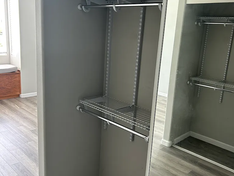 Master closets modular shelving clothes rods