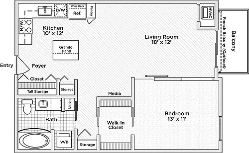 Floor plan 1 Bedroom - A3