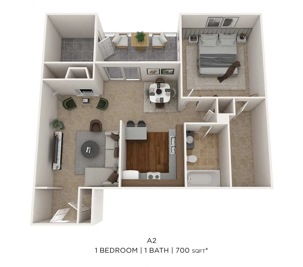 Floor plan One Bedroom-700 sqft