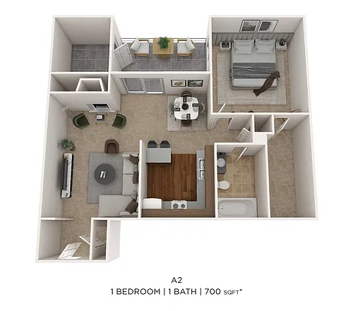 Floor plan One Bedroom-700 sqft