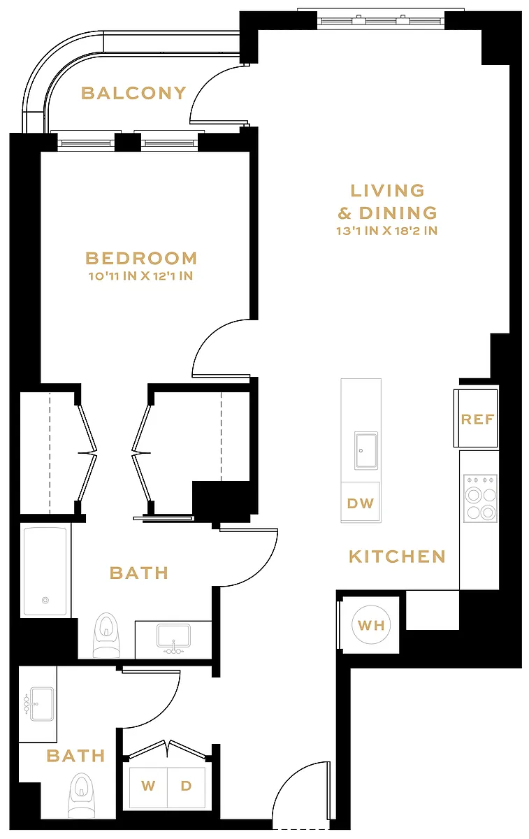 Floor plan 1 Bedroom - 1 Bath | A07