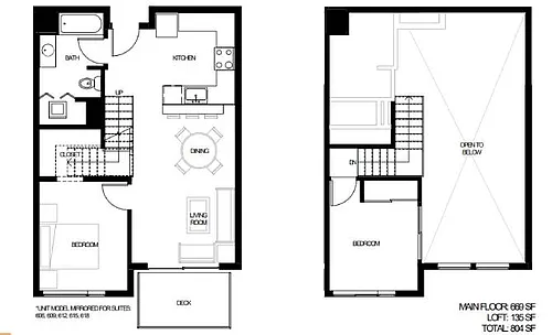 Floor plan One Bedroom One Bath Loft
