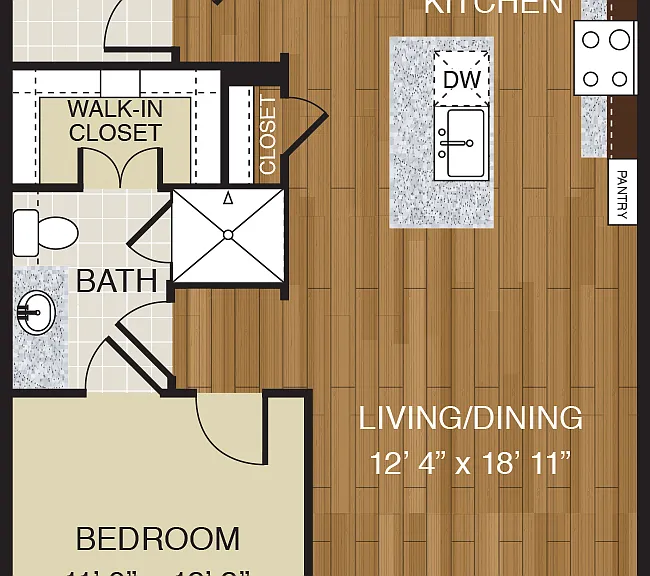 WaterWall Place - A4 - 1 Beds - 1 Baths - 792 Sq. ft.