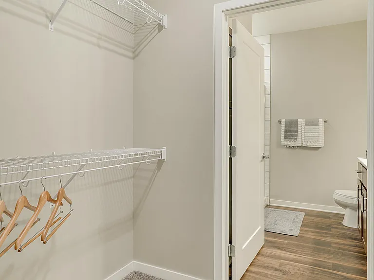 Large walk-in closets offer plenty of space to keep your wardrobe organized.