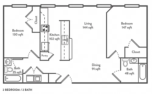 Floor plan 2 bed, 2 bath