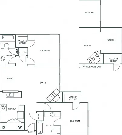 Two Bedroom Two Bath (1063 SF) Two Bedroom Two Bath (1063 SF)