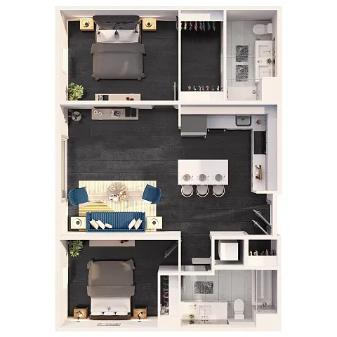 Floor plan 2 Bedroom Gold