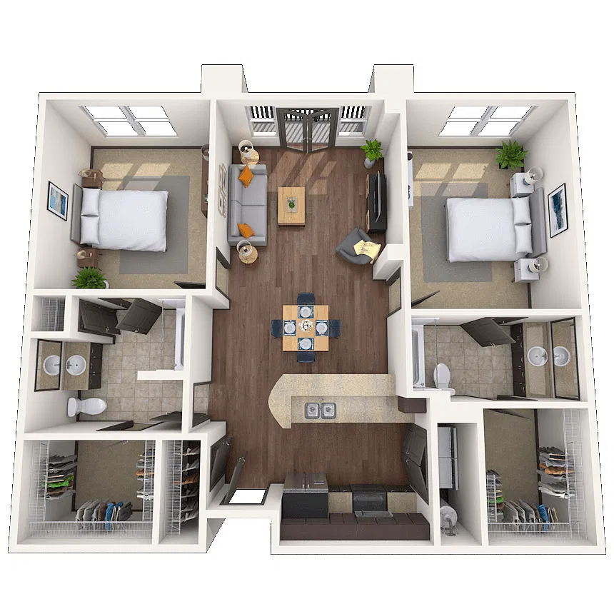 Floor plan Traditional 2x2 1078-1349 SF