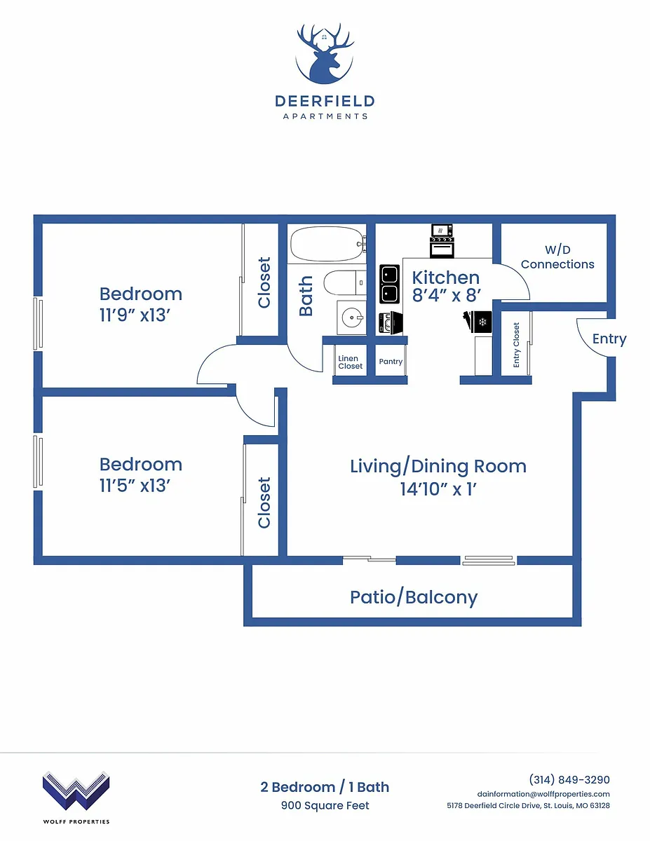Floor plan Two Bedroom Garden - Traditional