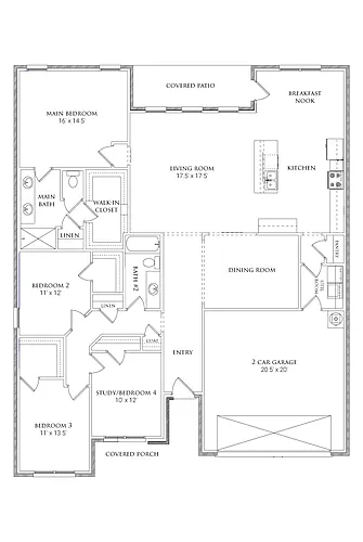 Floor plan 4 Bedrooms and 2 bathrooms