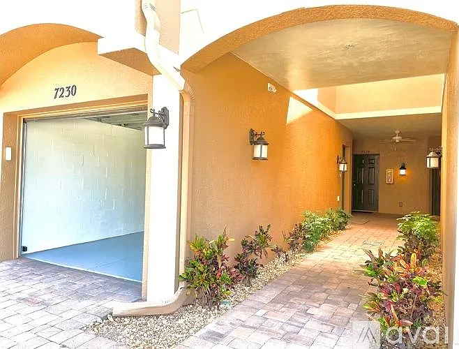 front entrance and connected garage