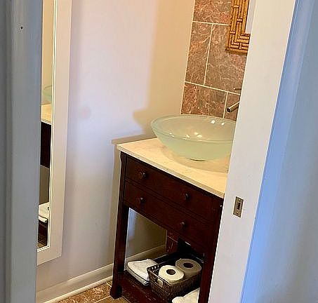 Half bath - marble flooring