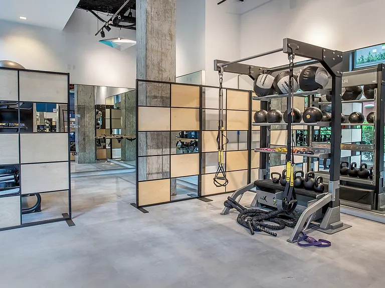 Fitness center with TRX equipment