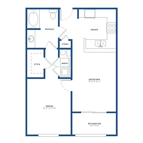 Floor plan 1X1 W/ Sunroom Renovated