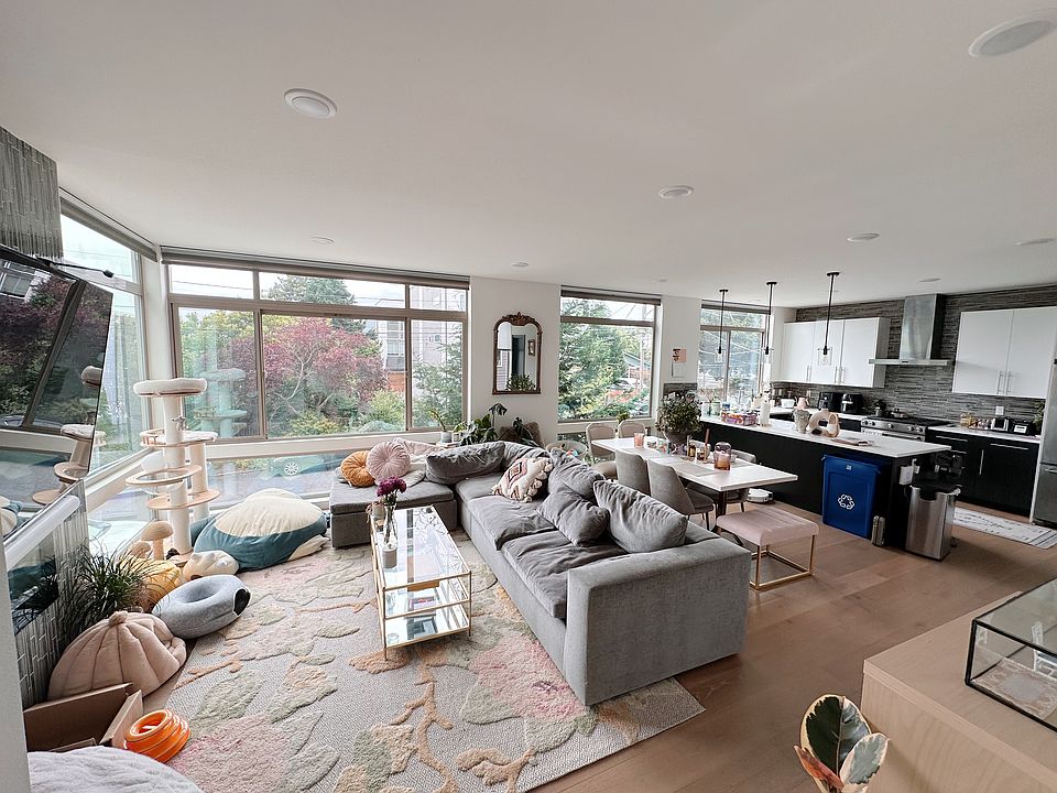 Living, kitchen, dining room