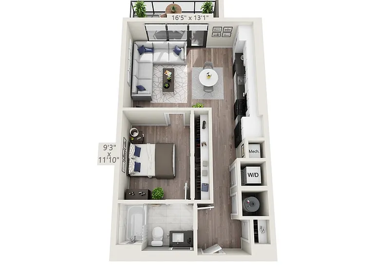 One Bedroom One Bath (630 SF) One Bedroom One Bath (630 SF)