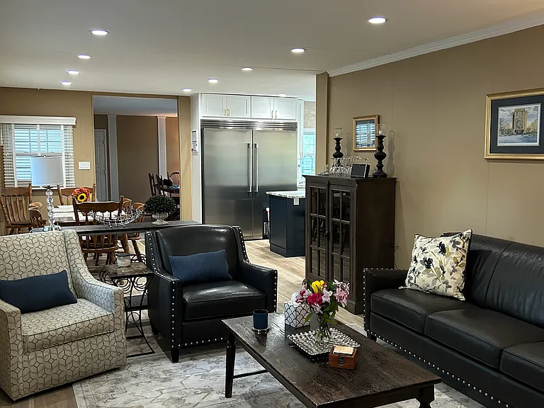 Living room, dining room, kitchen