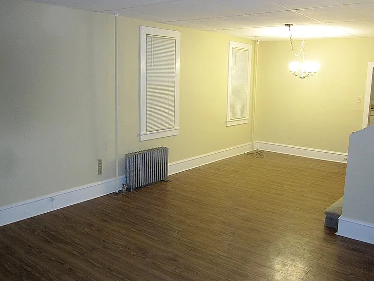 Back half of the large (approximately 27 x 13 feet) living room / dining room combination space.
