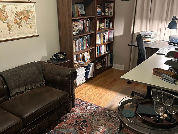 The main floor bedroom also works well as an office.