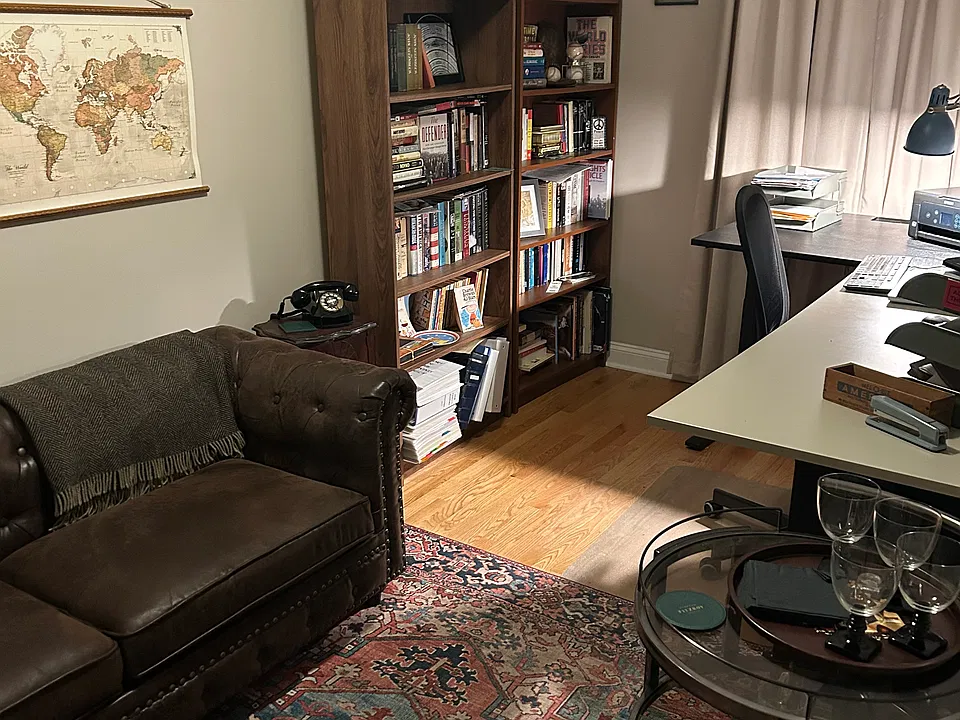 The main floor bedroom also works well as an office.
