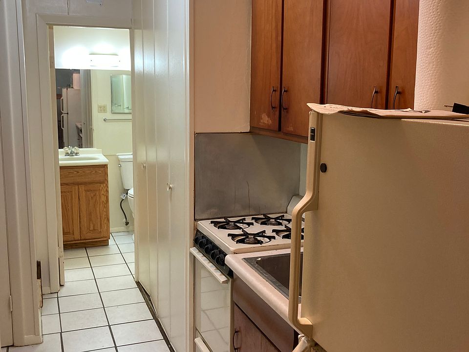 Kitchen and bathroom.