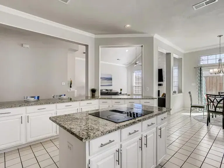 Open concept with LED lighting and plenty of light