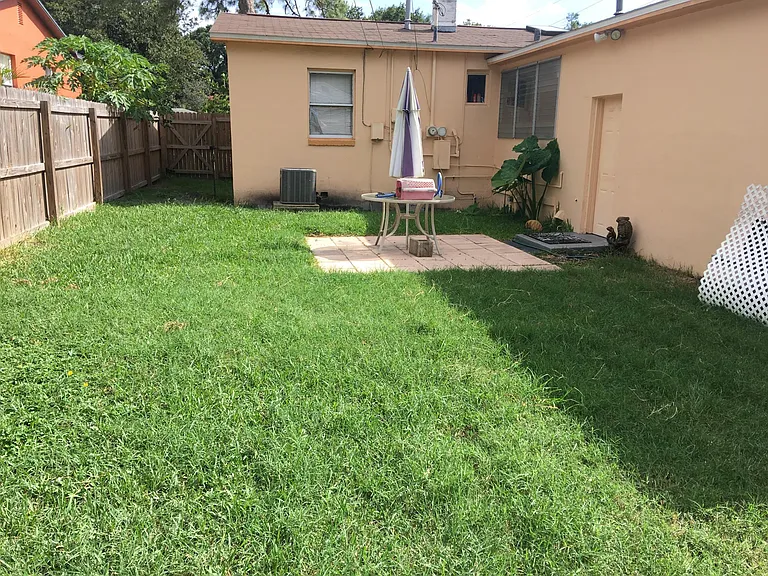Large fenced backyard