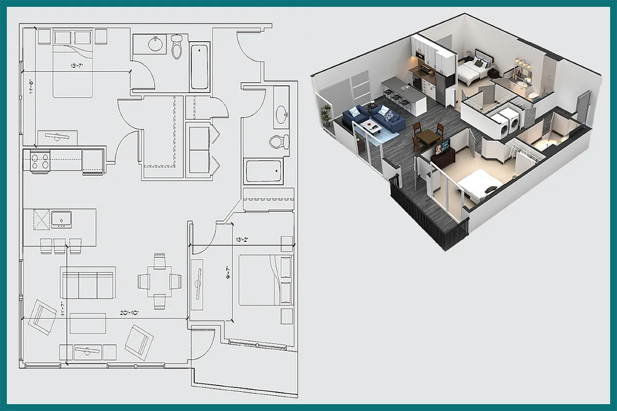 Floor plan Two Bedroom / Two Bath / c1