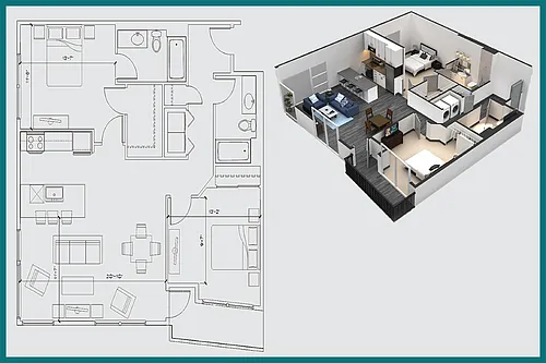 Floor plan Two Bedroom / Two Bath / c1