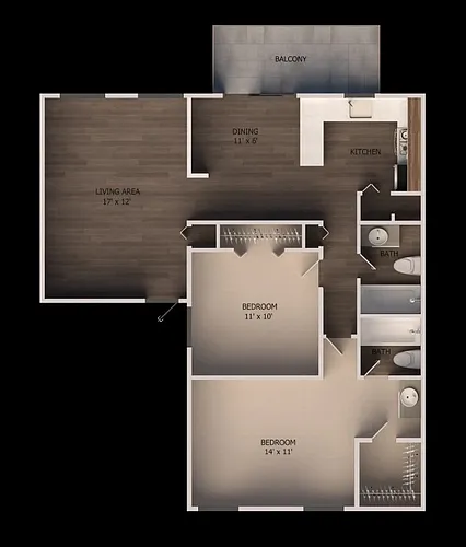 Floor plan 2 Bed 2 Bathroom