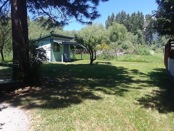 Backyard with Apple tree and "the love shack"