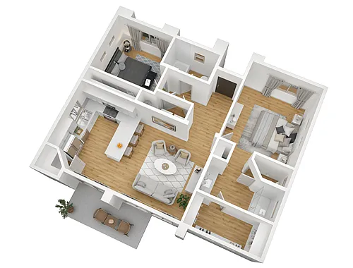 Floor plan The Sycamore (Two Bed, Two Bath)